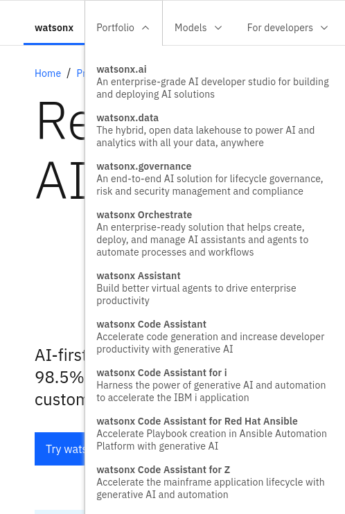 IBM watsonx product portfolio