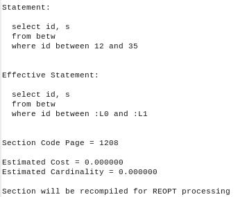 db2expln output - REOPT processing
