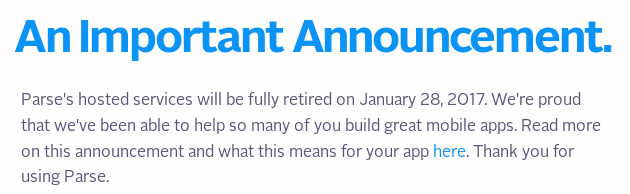 Featured image of post Parse shutting down, move your data